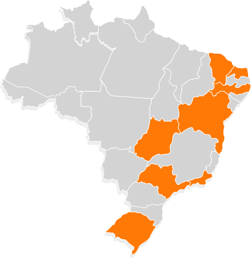 Mapa do Brasil com os estados do qual Eu quero grana atende